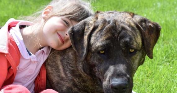 Child and Dog cuddling